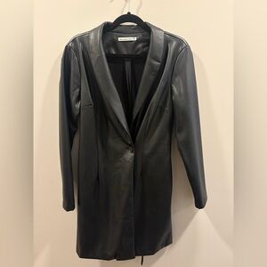Abercrombie & Fitch Black Faux Leather Long Coat Blazer